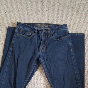 American Eagle Outfitters Men's Dark Blue Straight Jeans